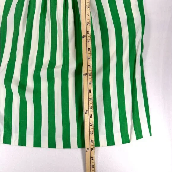 Vintage 80's Green and White Striped Midi Skirt with Pockets Retro Size 11/12 - Picture 6 of 6